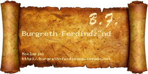 Burgreth Ferdinánd névjegykártya